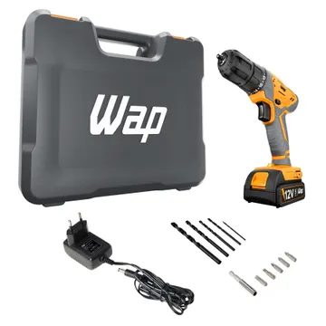 Furadeira e Parafusadeira Wap WF 12K3.2 a Bateria 12V 3/8" com Maleta e Acessórios
