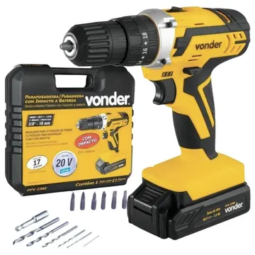 Parafusadeira Furadeira de Impacto 3/8Pol 20V PFV238I com Bateria Carregador e Maleta com Acessórios VONDER-6001000238