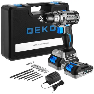 Parafusadeira Furadeira Brushless 3/8 Pol. 20V com 2 Baterias 1,5Ah Lí-Íon Carregador Bivolt e Maleta com Acessórios DEKO-DKBL20DU3-S3